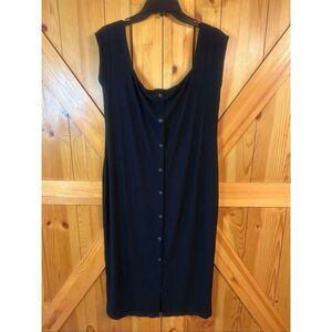 Asos Maternity Ribbed Black Cap Sleeve Snap Front Midi Dress NWT Size 14 (5729)